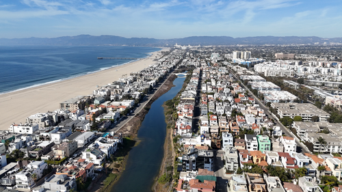 Marina del Rey Grand Canal in Daylight - Original aerial photograph